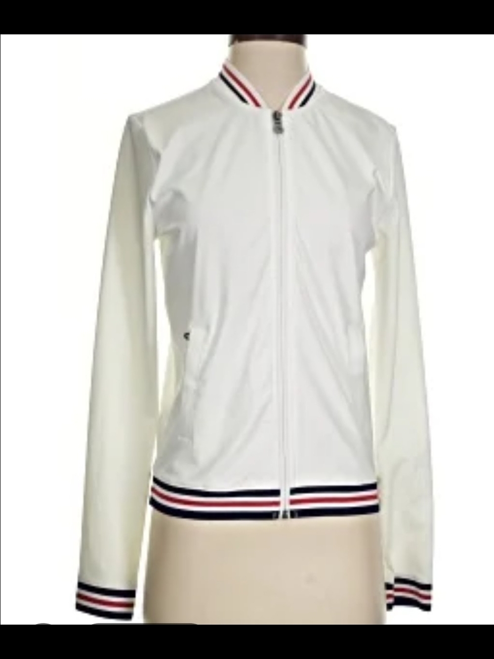 Tommy Bahama White Bomber Jacket with Red & Navy Trim